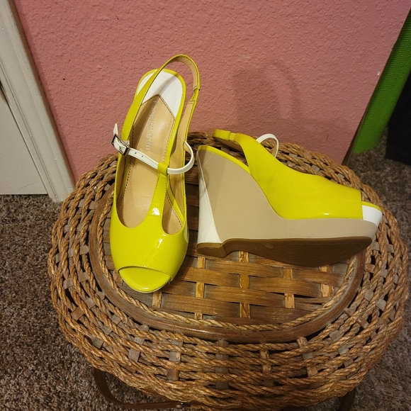 Gianni Bini lime Green, beige and white wedge shoes 7.5M - Picture 3 of 7